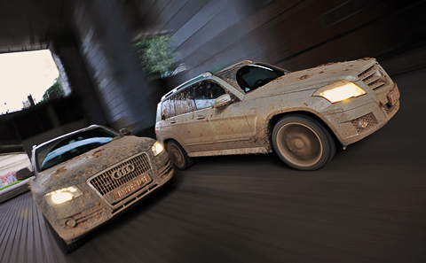Князи в грязи. Audi Q5 и Mercedes GLK выясняют отношения